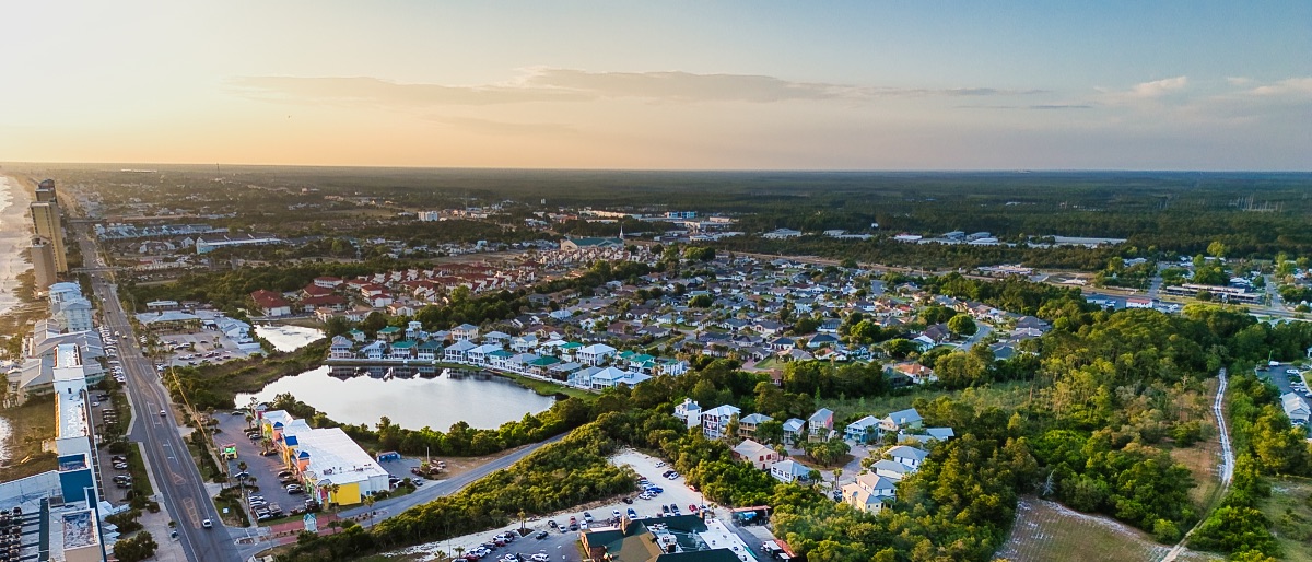 Aerial view of the Panama City Beach shoreline